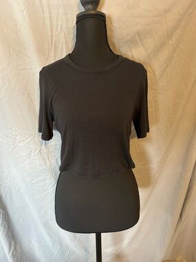 lululemon Black Cropped Crewneck Top Ripped Soft Size 12
